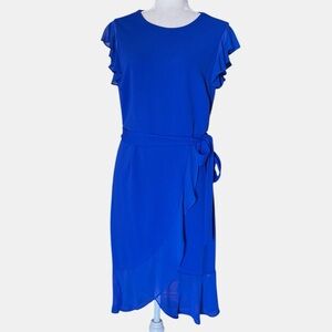 Shelby & Palmer‎ Faux Wrap Ruffle Sheath Dress